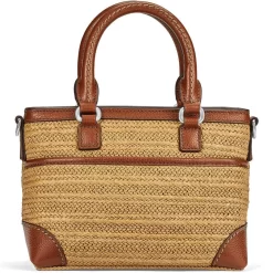 Alessa Straw Satchel -Fashion Accessories alessa straw satchel natural bourbon 2