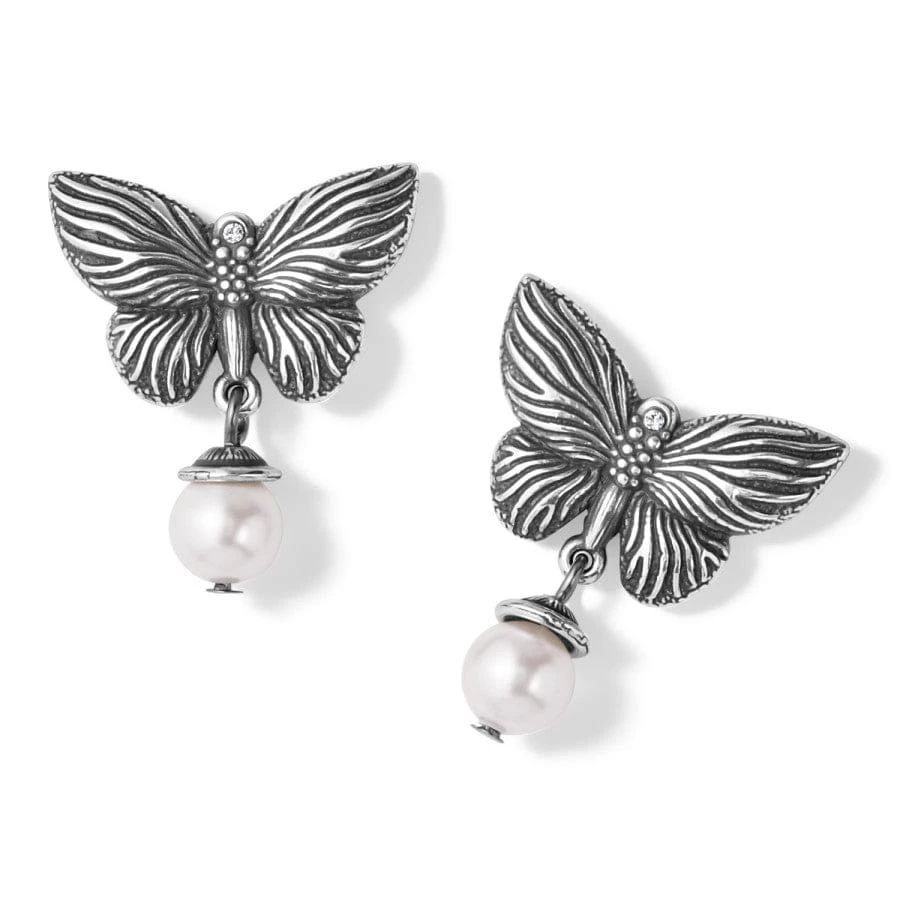 Bloom Butterfly Pearl Post Drop Earrings 1 Bloom Butterfly Pearl Post Drop Earrings