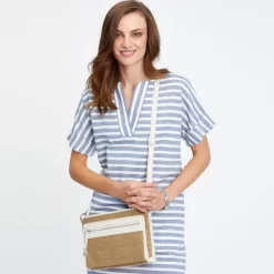 Brooklyn Straw Cross Body Organizer -Fashion Accessories brooklyn straw cross body organizer wheat white 6