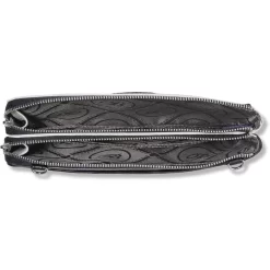 Ferrara Duet Zip Pouch -Fashion Accessories ferrara duet zip pouch black white 1