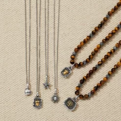 Ferrara Virtue Bead Acorn Necklace -Fashion Accessories ferrara virtue bead acorn necklace silver brown 2