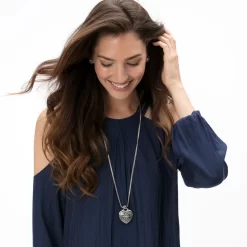 Floral Heart Locket Necklace -Fashion Accessories floral heart locket necklace silver 4 d77a7c87 21b4 4ea9 84b8 dea0bbed0765