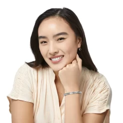 Footprints Hinged Bangle -Fashion Accessories footprints hinged bangle silver 3