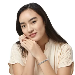 Footprints Hinged Bangle -Fashion Accessories footprints hinged bangle silver 4