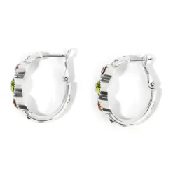 Halo Gems Trio Hoop Earrings -Fashion Accessories halo gems trio hoop earrings silver multi 2