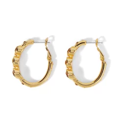 Halo Glow Trio Hoop Earrings -Fashion Accessories halo glow trio hoop earrings gold 2