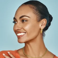 Halo Glow Trio Hoop Earrings -Fashion Accessories halo glow trio hoop earrings gold 4