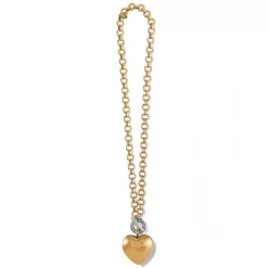Fashion Accessories -Fashion Accessories inner circle heart toggle necklace silver gold 1