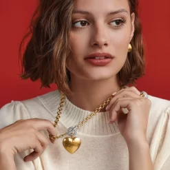 Inner Circle Heart Toggle Necklace -Fashion Accessories inner circle heart toggle necklace silver gold 4