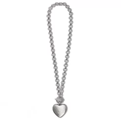 Inner Circle Heart Toggle Necklace -Fashion Accessories inner circle heart toggle necklace silver 1