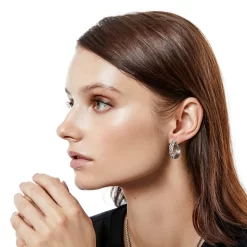 Interlok Braid Small Hoop Earrings -Fashion Accessories interlok braid small hoop earrings silver 2