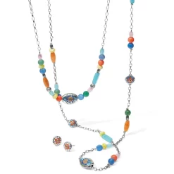 La Farfalla Long Necklace -Fashion Accessories la farfalla long necklace silver multi 3