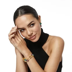 Mercury Bangle -Fashion Accessories mercury bangle brushed gold green 3