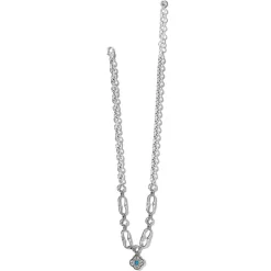 Mosaic Link Necklace -Fashion Accessories mosaic link necklace silver turquoise 2