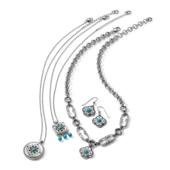 Mosaic Link Necklace -Fashion Accessories mosaic link necklace silver turquoise 3