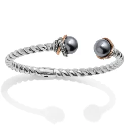 Neptune's Rings Gray Pearl Open Hinged Bangle
