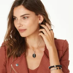 Neptune's Rings Oval Black Agate Reversible Short Necklace -Fashion Accessories neptune s rings oval black agate reversible short necklace black 3 63baed9d ce9f 4670 936b 554e30b2297a