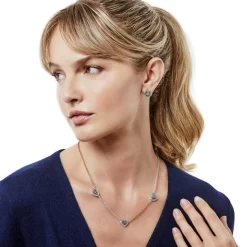 Neptune's Rings Woven Heart Station Necklace -Fashion Accessories neptune s rings woven heart station necklace silver gold 2