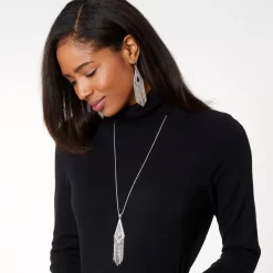 Pebble Disc Convertible Fringe Necklace -Fashion Accessories pebble disc convertible fringe necklace silver 3 5585e83b d9b0 4753 842e a35bf26fcb4c