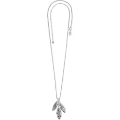 Pebble Leaf Convertible Trio Necklace -Fashion Accessories pebble leaf convertible trio necklace silver 3