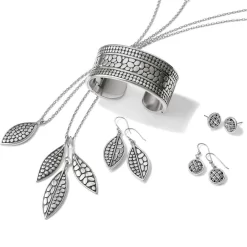 Pebble Leaf Convertible Trio Necklace -Fashion Accessories pebble leaf convertible trio necklace silver 4