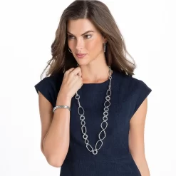 Pebble Oval Hoop Earrings -Fashion Accessories pebble oval hoop earrings silver 3 f2638155 165e 4f71 8851 e53d9b7454bd