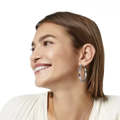 Tapestry Royal Hoop Earrings -Fashion Accessories tapestry royal hoop earrings gold tanzanite 2