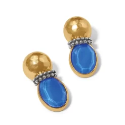 Venus Post Drop Earrings -Fashion Accessories venus post drop earrings gold blue 1