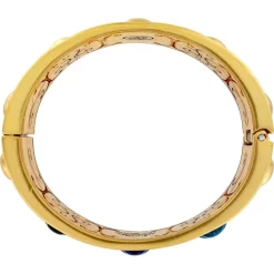 Versailles Amalia Hinged Bangle -Fashion Accessories versailles amalia hinged bangle brushed gold blue 3 46590aa2 583c 4922 8a67 7aca502ace58
